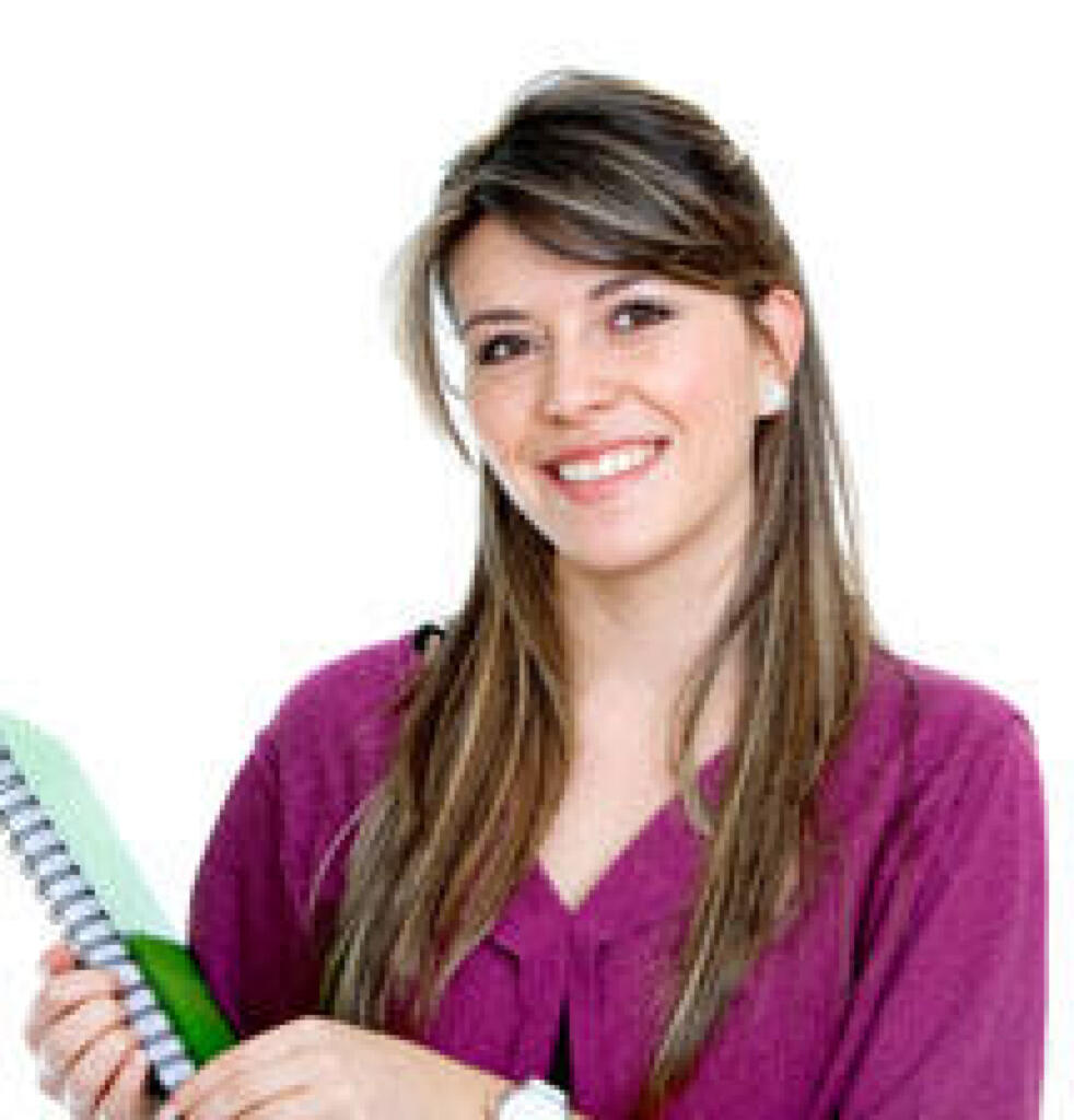 estudiante de pie cuaderno